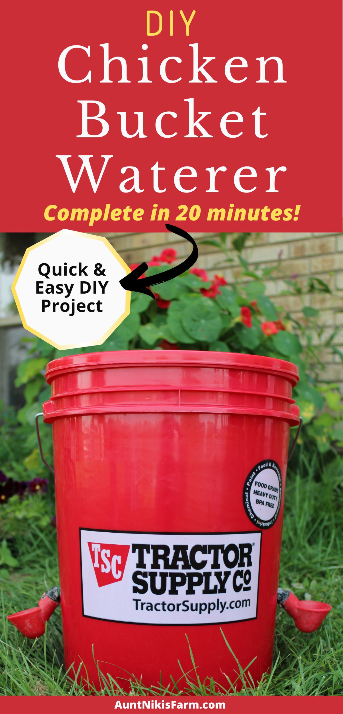 DIY Chicken Bucket Waterer PIN